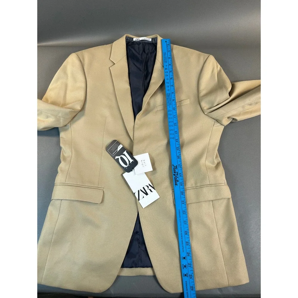Zara Man Tan Cool Comfort Blazer Jacket Two Button Tailored Fit Size 40 NEW